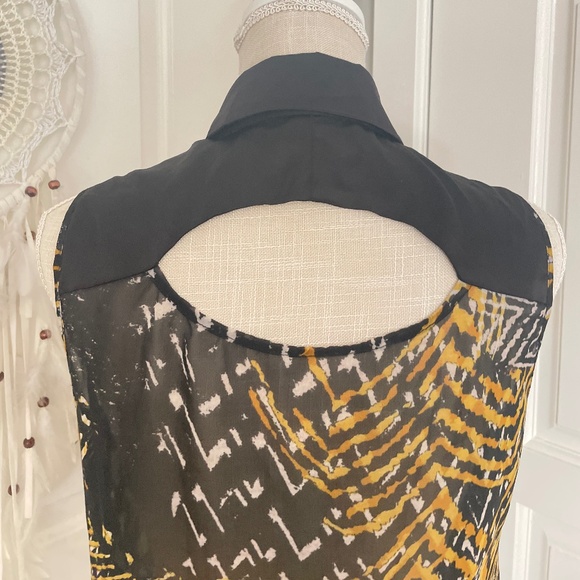 XOXO | Sheer Tiger Print Button-Up Top | Gold Accents, Size M - Picture 8 of 12